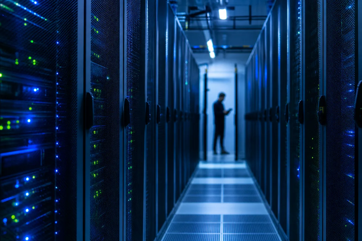 Baie de serveurs supervisée dans un datacenter français